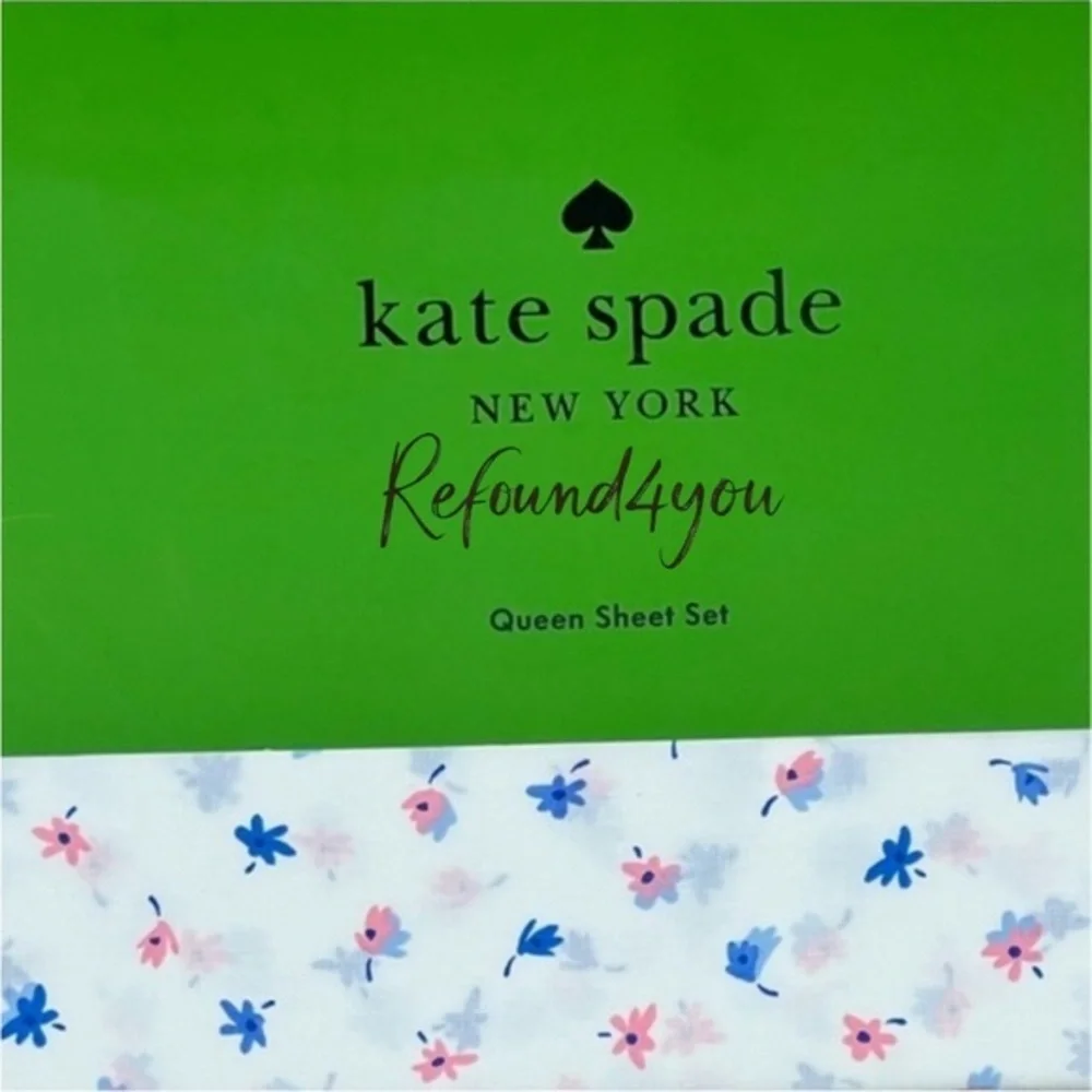 Kate Spade - ‘Blue Flowers’ Queen Sheet Set. NWT. Firm!